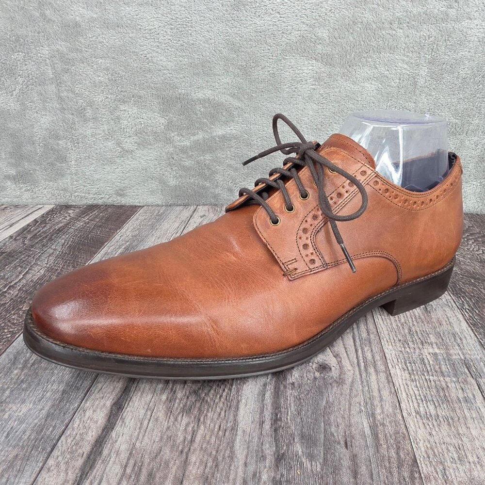 Cole Haan Jefferson Grand 2.0 Oxford Derby Shoes 9 M Tan Brown Burnished Leather